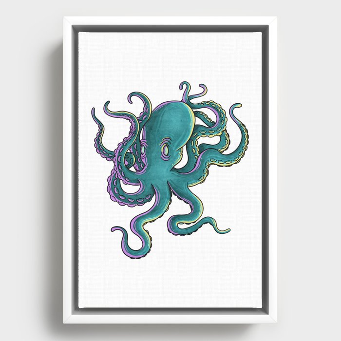 Green Octopus  Framed Canvas