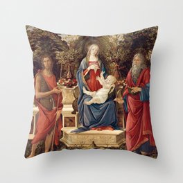 Madonna with Saints by Sandro Botticelli, 1485 Throw Pillow
