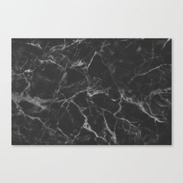 Washed Black and White Cracked Marble Stone Canvas Print