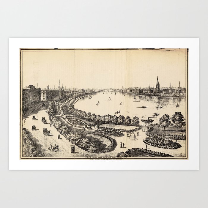 Vintage Pictorial Map of The Charles River (1886) Art Print