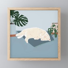 Blue Cat Sketch Framed Mini Art Print