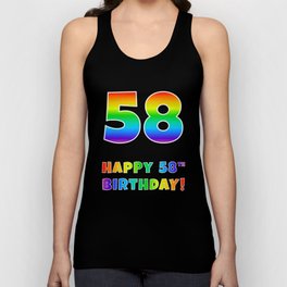 [ Thumbnail: HAPPY 58TH BIRTHDAY - Multicolored Rainbow Spectrum Gradient Tank Top ]