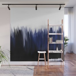 Modern blue cobalt black oil paint brushstrokes abstract Wall Mural