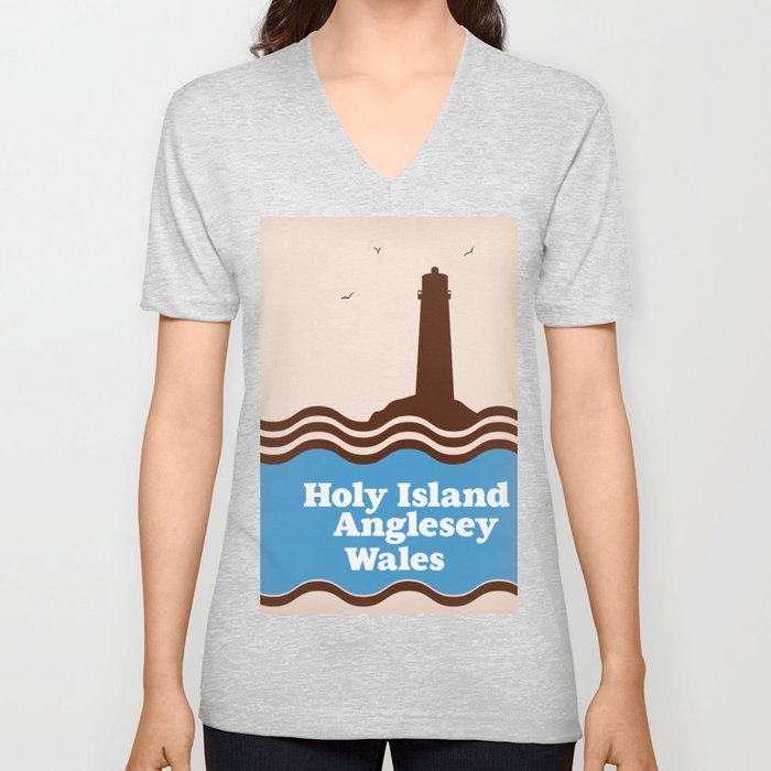Holy Island, Anglesey, Wales travel poster  V Neck T Shirt