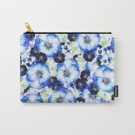 Beautiful hand painted blue purple watercolor pansies floral Carry-All Pouch | Pinkwater, Watercolor, Flowers, Trendy, Flowerspattern, Purple, Handpainted, Pansies, Girly, Purplepansies 