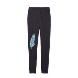Blue feather bird watercolor painting Kids Joggers