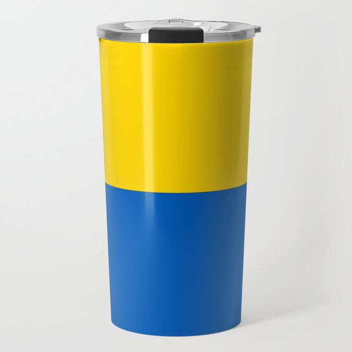 Sapphire and Yellow Solid Shapes Ukraine Flag Colors 2 100 Percent Commission Donated Read Bio Travel Mug