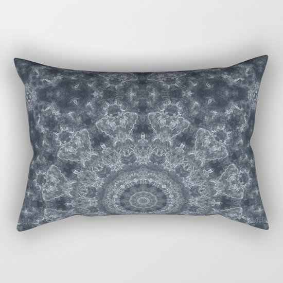 Gray - blue marble kaleidoscope, ornament elements print Rectangular Pillow