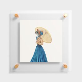 Lady Mousy with a yellow umbrella Floating Acrylic Print
