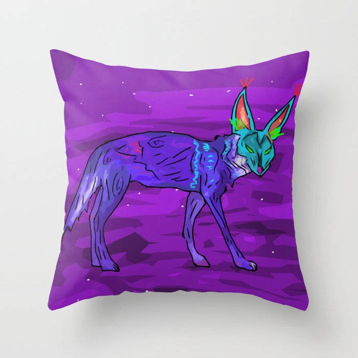 Coyote in the Night Throw Pillow
