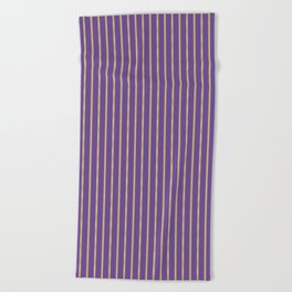 Purple Gold Sparkle Stripes Beach Towel