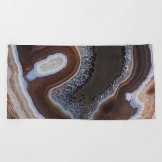 Agate crystal texture Beach Towel