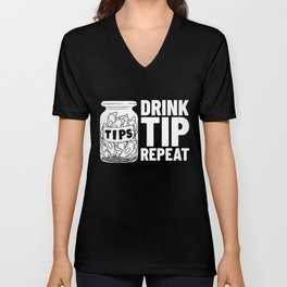 Bartending Tip Jar Tipping Bartender V Neck T Shirt