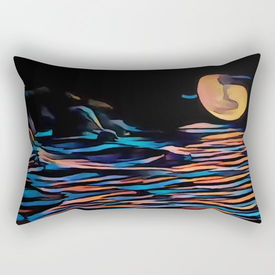 Moon over Beach Rectangular Pillow