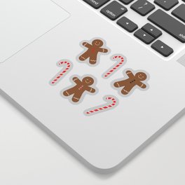 Gingerbread Man + Candy Cane Christmas Pattern Sticker