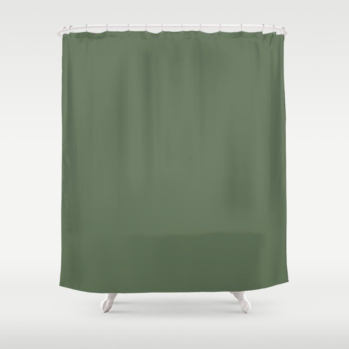 Dark Green Solid Color Pantone Vineyard Green 18-0117 TCX Shades of Green Hues Shower Curtain