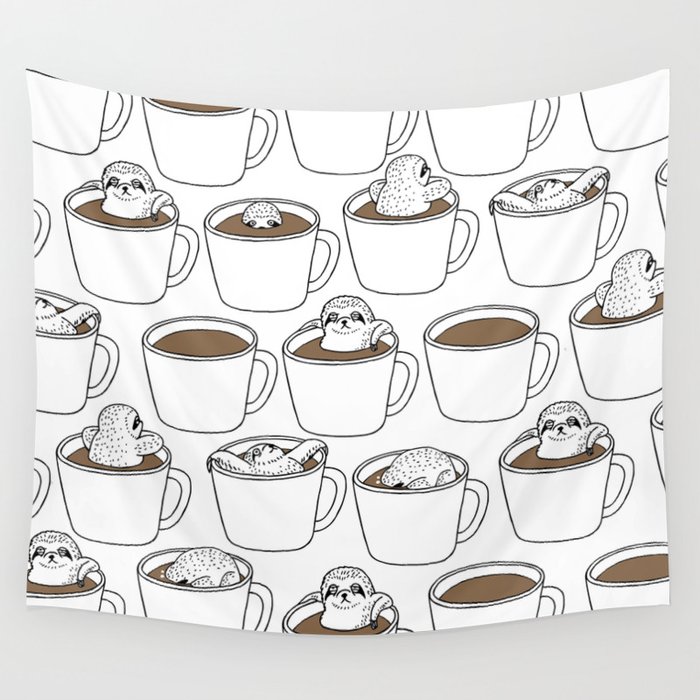 More Coffee Sloth Wall Tapestry