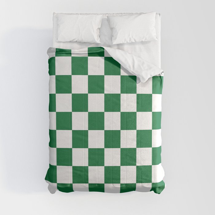 Checkered (Dark Green & White Pattern) Comforter
