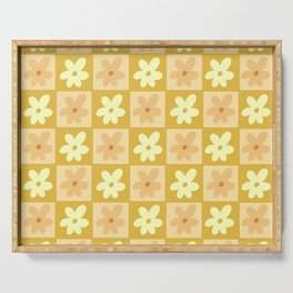 Butter Yellow Spring Retro Flower Pop Serving Tray