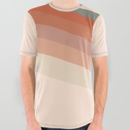 Haana - Colourful Wavy Retro Stripes Art Design Pattern All Over Graphic Tee