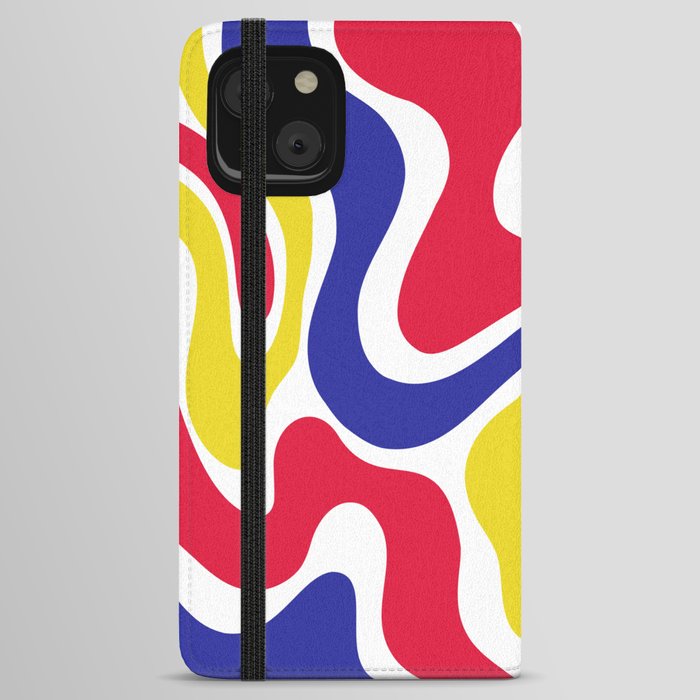 Warped Swirl Marble Pattern (red/blue/yellow) iPhone Wallet Case