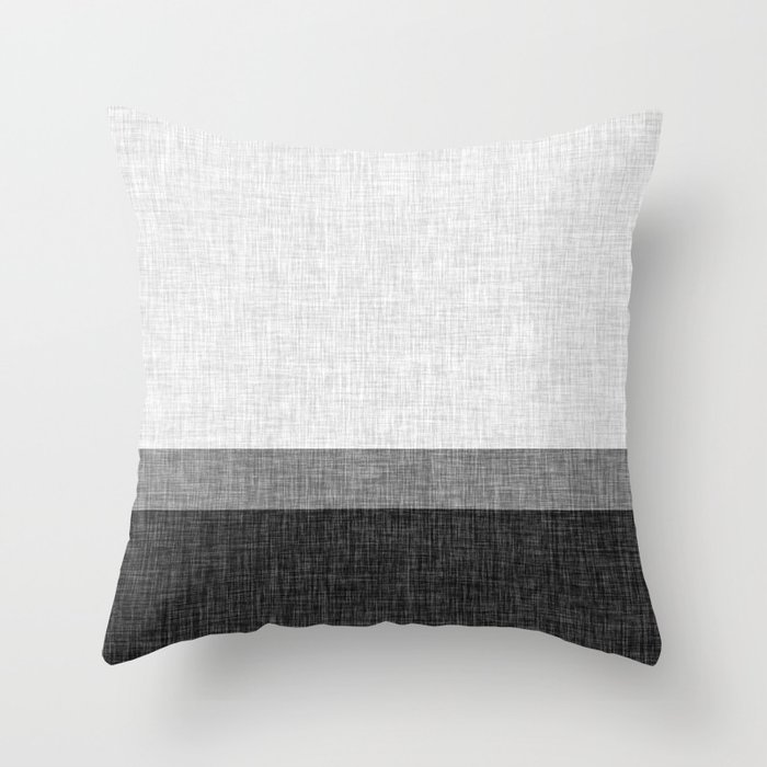 Grey and White Crosshatch Simple Stripe Throw Pillow