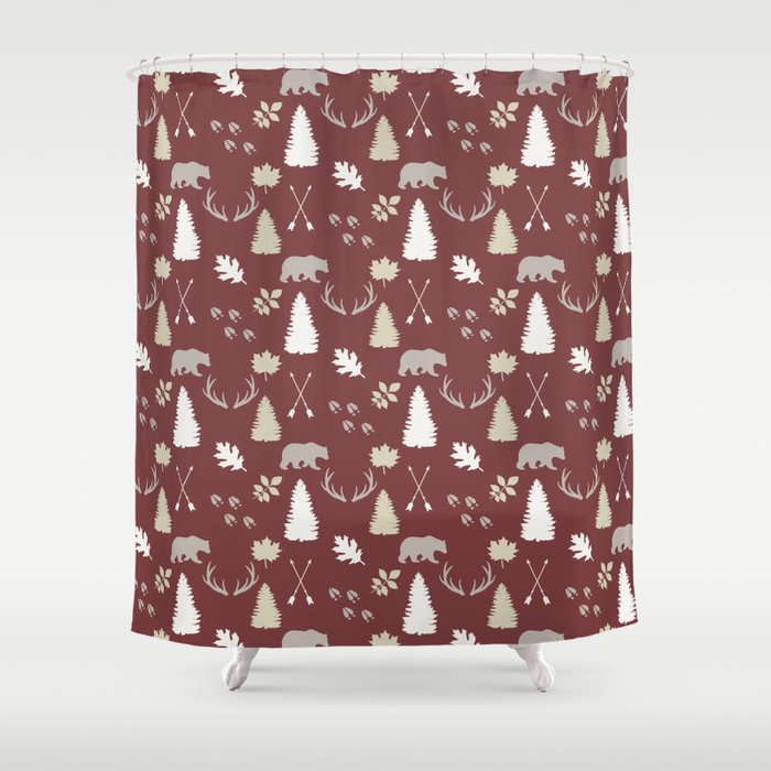 Woodland - Cranberry Shower Curtain