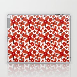 Red Orange Bold Abstract Flowers  Laptop Skin