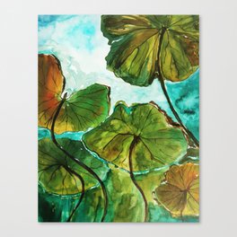 Lotus pond watercolor Canvas Print