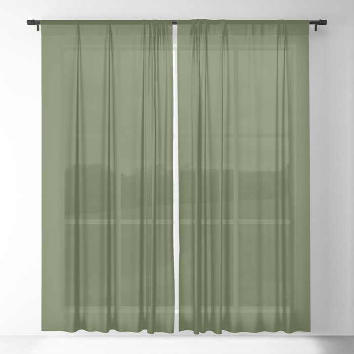 Dark Olive Green Sage - Pure And Simple Sheer Curtain