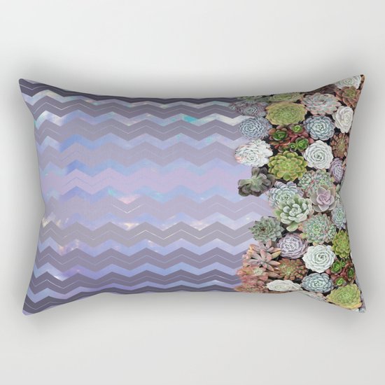 Lavender Opal & Succulent Chevron Rectangular Pillow