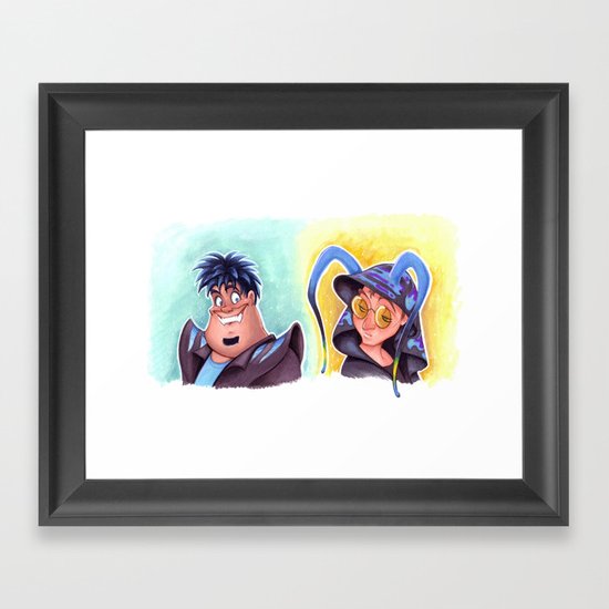 Mad T Party - Cheshire Cat and Caterpillar Framed Art Print