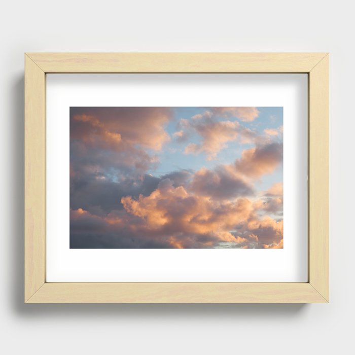 Peach Clouds Recessed Framed Print