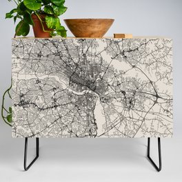 Richmond, USA - Black and White City Map Credenza