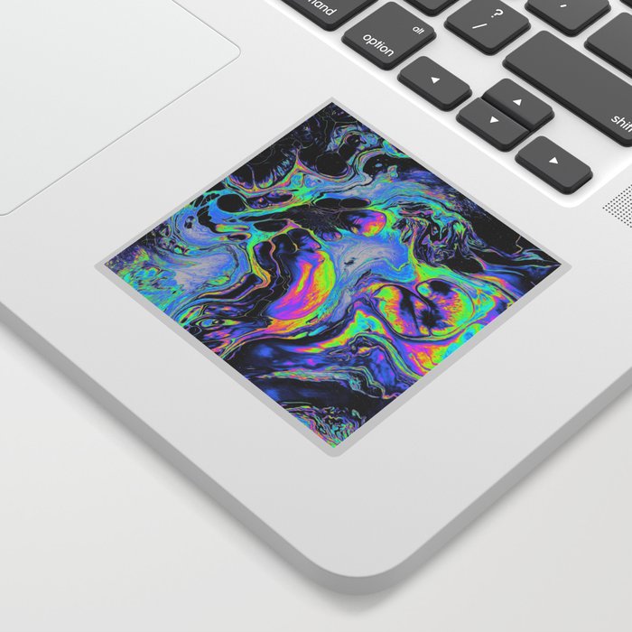 Psychedelic Blacken Multicolored Liquid Marble Pattern - Gift for Melodic Art Lovers Sticker