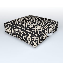 Mudcloth No. 2 in Black + White Outdoor Floor Cushion
