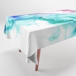 Pink Blue Abstract 31922 Alcohol Ink Painting by Herzart Tablecloth
