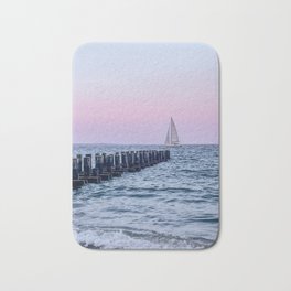 Sailing Boat at sunset Bath Mat