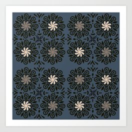 Blue Ceramic Tile Pattern Art Print