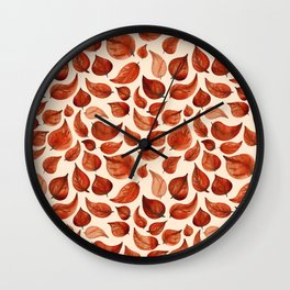 Autumn Leaves Hand Painted Watercolor Pattern Wall Clock