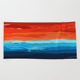 Southwest Abstract Painting - Blue, Orange and Red Beach Towel