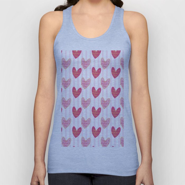 Blush pink white stripes heart mother's day typography Tank Top