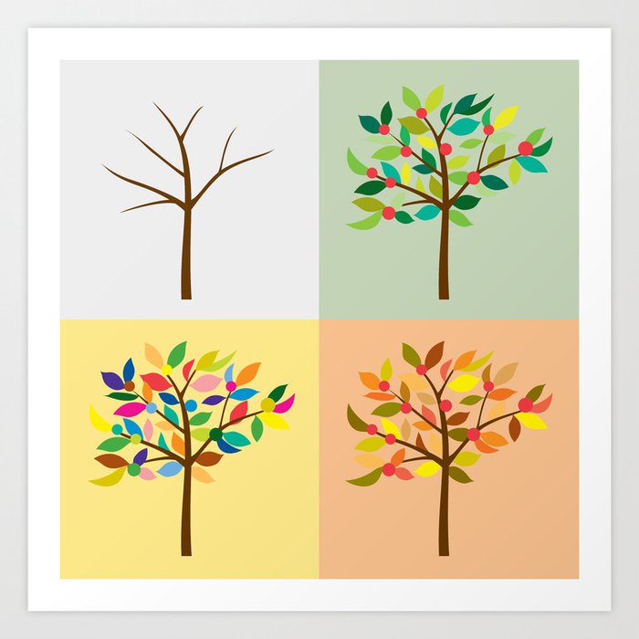 One Tree The Four Seasons Art Print By Guillemvillaro Society6