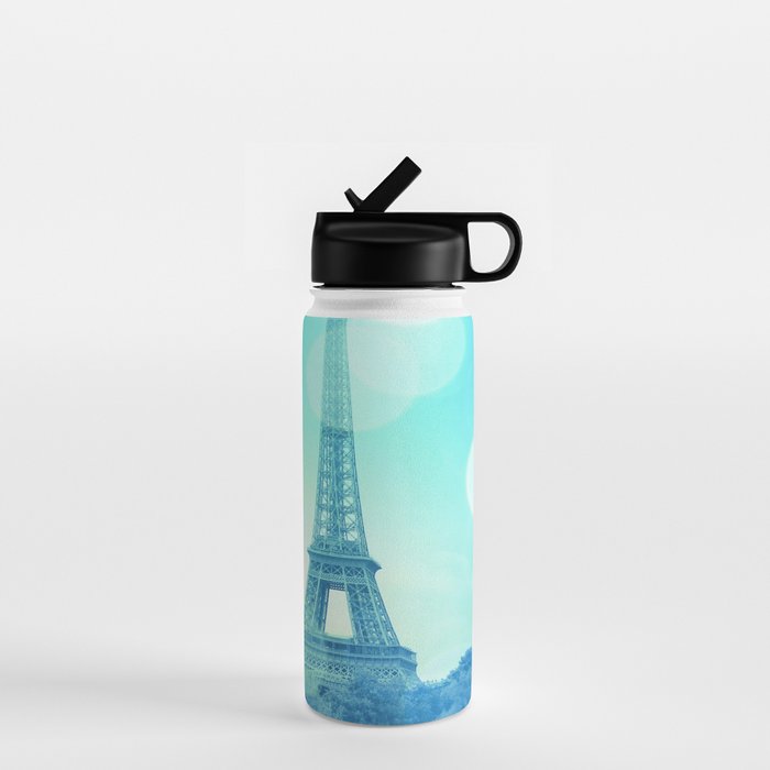 Paris Bokeh Aqua Water Bottle