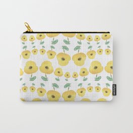 yellow poppies dance Carry-All Pouch | Outdoor, Botanic, Vintage, Pattern, Painting, Summer, Yellow, Foliage, Girly, Minimalism 
