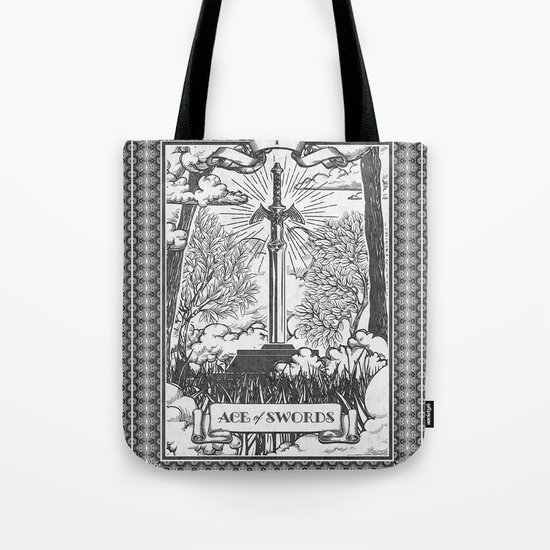 Legend of Zelda Master Sword Vintage Tarot Scene Tote Bag