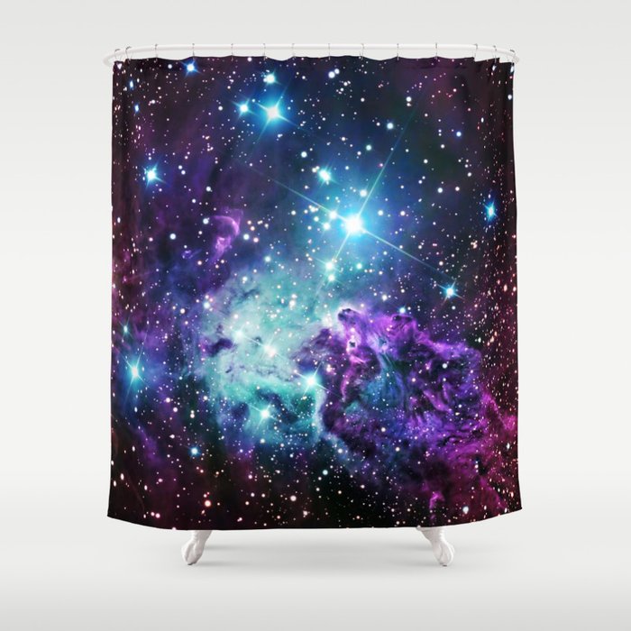 Fox Fur Nebula : Purple Teal Galaxy Shower Curtain