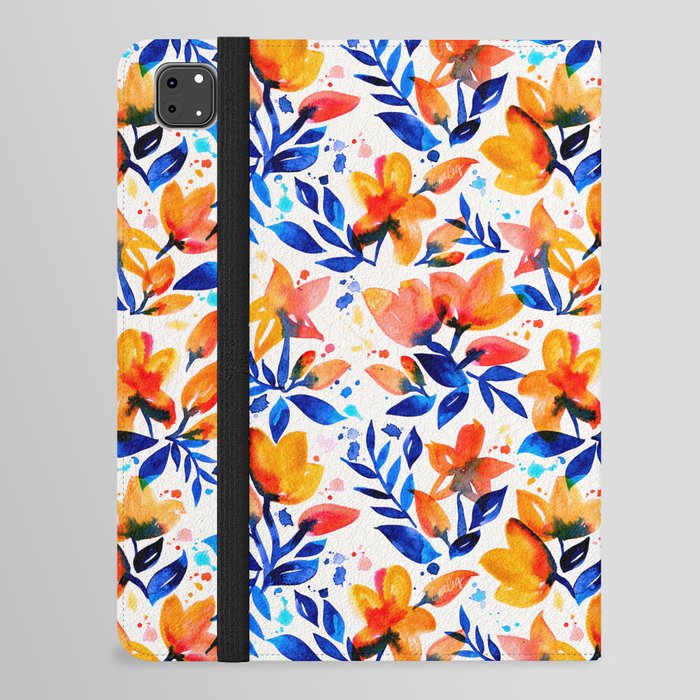 Flourishing Florals – Blue & Melon iPad Folio Case
