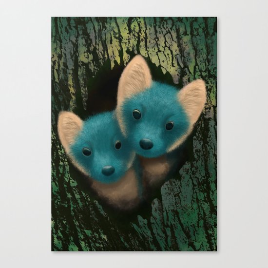 Fox Cubs Canvas Print