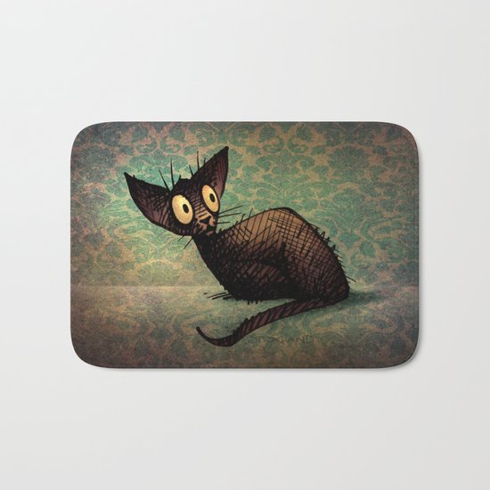 Black Oriental Cat Bath Mat